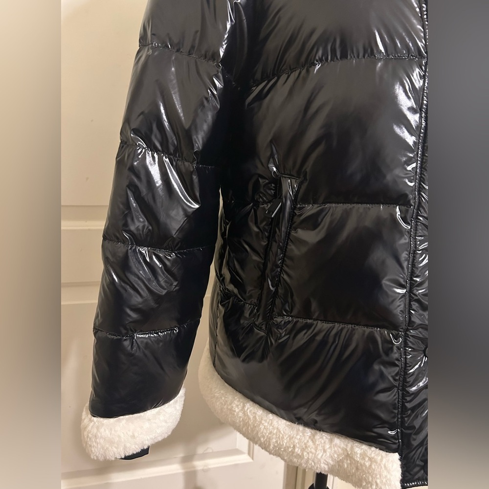 Sanctuary Black Puffer Jacket with White Trim - Picture 5 of 8